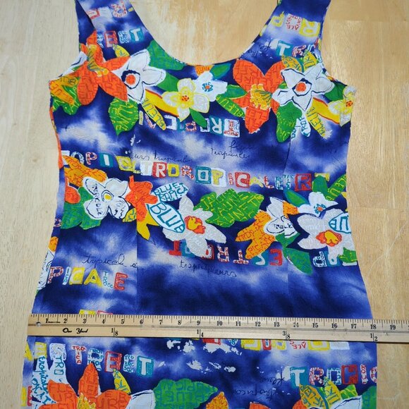 JAMS WORLD Mini dress Size 11 Multicolored blue Tropical floral Vintage - Picture 9 of 10